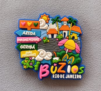 Ímã de Búzios RJ Placa Paisagem Casas – Ímã de Geladeira Emborrachado