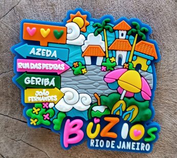 Ímã de Búzios RJ Placa Paisagem Casas – Ímã de Geladeira Emborrachado